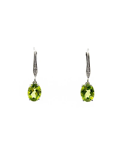 10K White Gold Peridot & Diamond Earrings