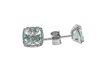 10K White Gold Aquamarine and Diamond Earrings