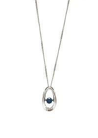 10K White Gold 0.12cttw Genuine Sapphire & 0.013cttw Diamond Pendant, 18"