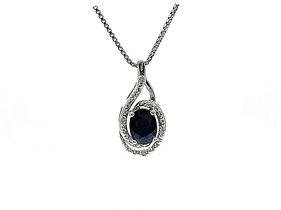 925 Sterling Silver Sapphire & Diamond Necklace