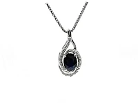 925 Sterling Silver Sapphire & Diamond Necklace