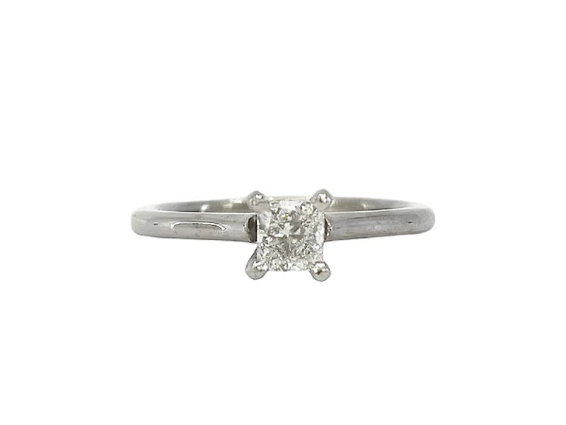14k White Gold 0.45Cttw Lab Grown Princess Cut Diamond Engagement Ring - /