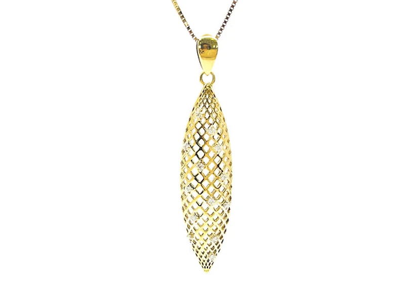 10K Yellow Gold 0.10cttw Diamond Pendant, 18"