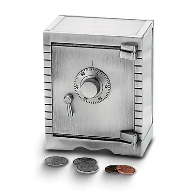 Pewter-tone Finish Metal Vault Bank with Combination Lock