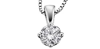 14K White Gold 0.17cttw Round Cut Canadian Diamond Pendant, 18”