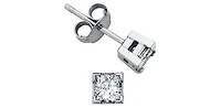 14K White Gold 0.77cttw Princess Cut Canadian Diamond Earrings with Butterfly Backs