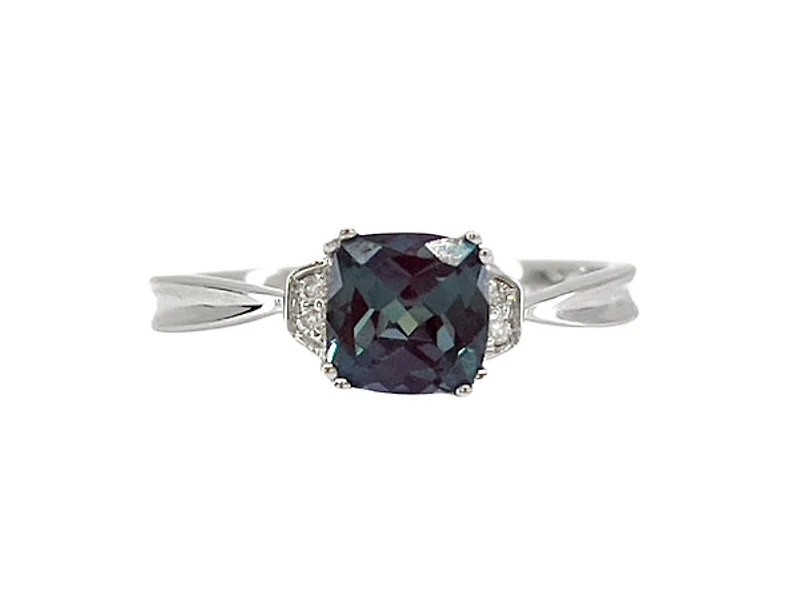 10K Gold 1.00cttw Created Alexandrite and 0.02cttw Diamond Ring