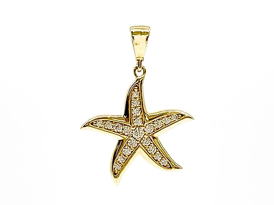 10K Yellow Gold Starfish with Cubic Zirconia Charm