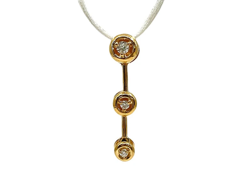 14K Yellow Gold 0.14cttw Diamond Cascade Pendant - 6mm x 27mm