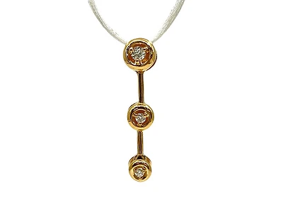 14K Yellow Gold 0.14cttw Diamond Cascade Pendant - 6mm x 27mm