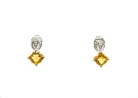 10K White Gold 1.30cttw Citrine & 0.02cttw Diamond Earrings