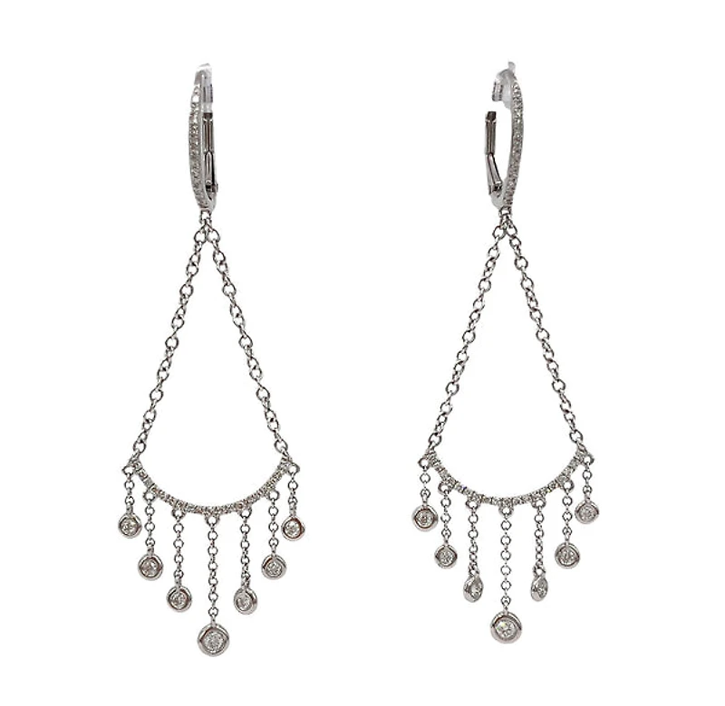 14K White Gold 0.34cttw Dangle Diamond Earrings