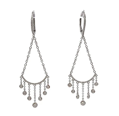 14K White Gold 0.34cttw Dangle Diamond Earrings
