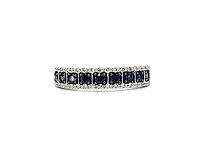 14K White Gold  0.35cttw Genuine Sapphire & 0.8cttw Diamond Ring, size 7
