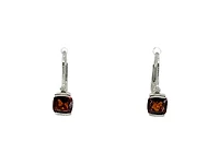 10K White Gold 1.35cttw Genuine Garnet and 0.01cttw Lever Back Earring