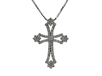 10/14K White Gold 0.62cttw Diamond Cross Pendant, 18"