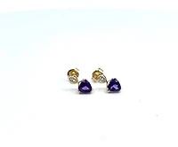 10K Yellow Gold Amethyst & Diamond Earrings