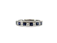 14K White Gold 0.65cttw Genuine Sapphire & 0.39cttw Diamonds Ring, size 6.5