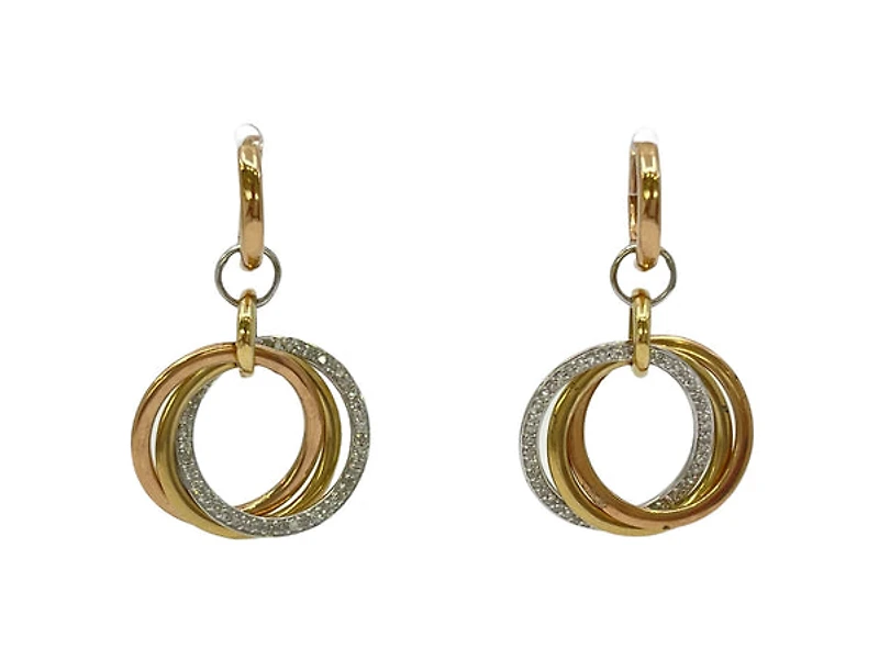 14K Tri Tone 0.32ctts Diamond Earrings