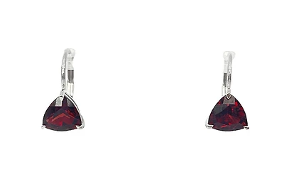 10K White Gold 3.25cttw Trillion Cut Garnet Lever Back Earring