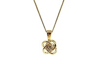 10K Yellow Gold 0.05cttw Canadian Diamond Love Knot Necklace, 18”