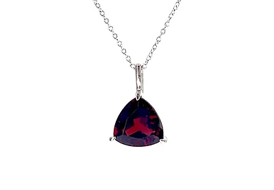 10K White Gold 2.95cttw Garnet Pendant with Rolo Chain - 18 Inches