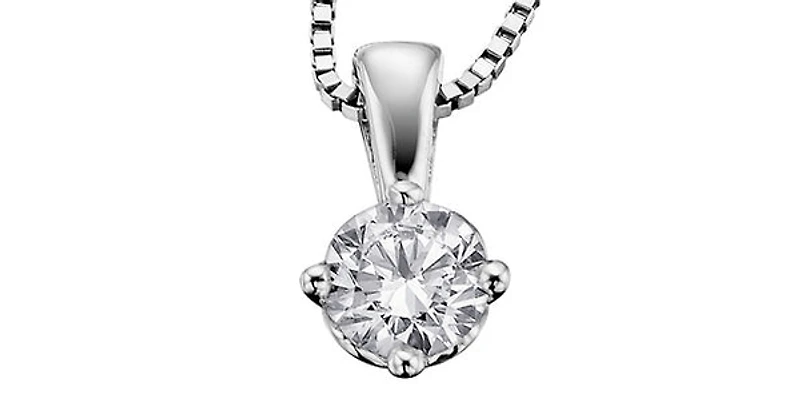 14K White Gold 0.30cttw Round Cut Canadian Diamond Pendant, 18”