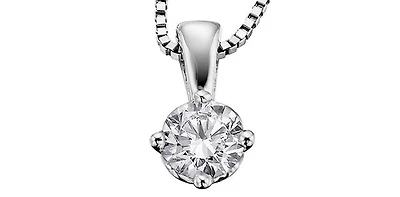 14K White Gold 0.30cttw Round Cut Canadian Diamond Pendant, 18”