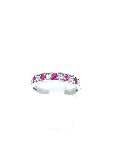 14K White Gold Ruby and Diamond Ring- Size 6.5 - 4.5