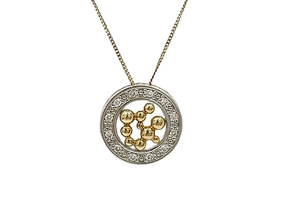 10K White & Yellow Gold 0.12cttw Diamond Pendant, 18"