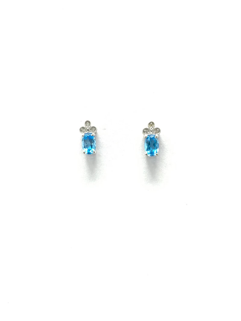 Blue Topaz & Diamond Earrings