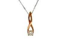 10K White and Rose Gold 0.30cttw Diamond Pendant,  18"