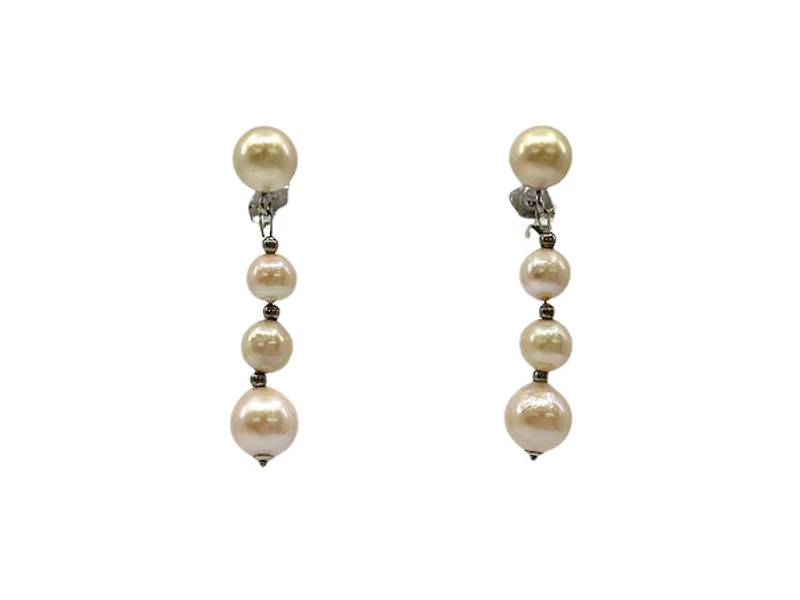 14K White Gold Cultured Pearl Dangle Earrings