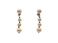 14K White Gold Cultured Pearl Dangle Earrings
