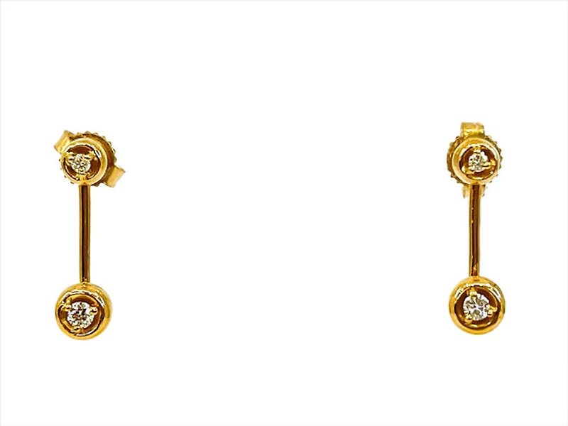 14K Yellow Gold 0.09cttw Diamond Swing Earrings with Butterfly Backs - 4mm x 14mm