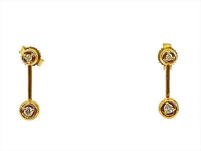14K Yellow Gold 0.09cttw Diamond Swing Earrings with Butterfly Backs - 4mm x 14mm
