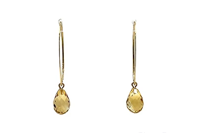14K Yellow Gold Citrine Earrings 37mm