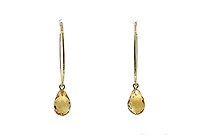14K Yellow Gold Citrine Earrings 37mm