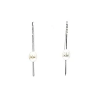 Sterling Silver Drop Shape Fresh Water Pearl Earrings