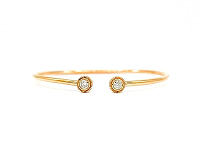 14K Rose Gold 0.24cttw Diamond Cuff Bangle, 6.5"