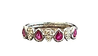 10K White Gold 0.70cttw Ruby and 0.14cttw Diamond Ring - Size 7