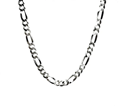 925 Sterling Silver Chain Figaro with Diamond Cut - 22" - 5.6mm