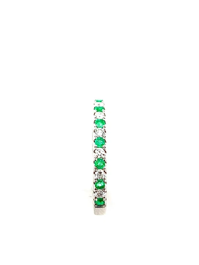 14K White Gold Emerald and Diamond Ring-Size 6.5