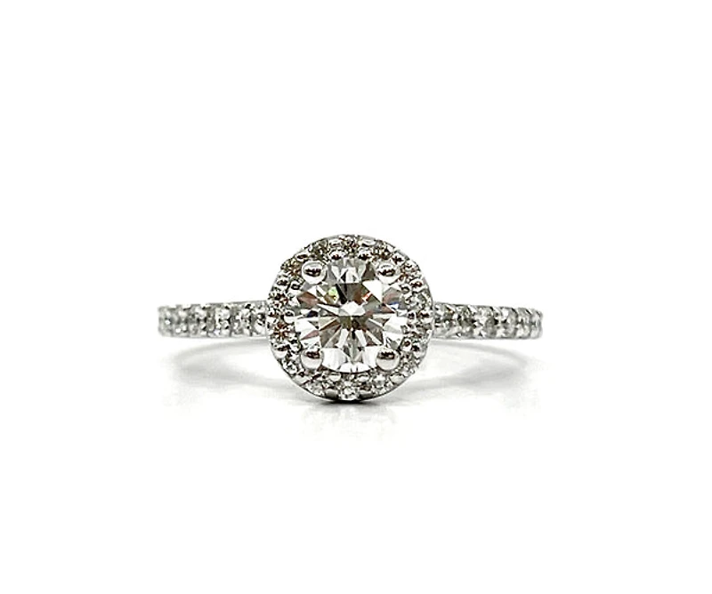 14K White Gold 1.16cttw Diamond Halo Engagement Ring - Natural Diamond / 4.5