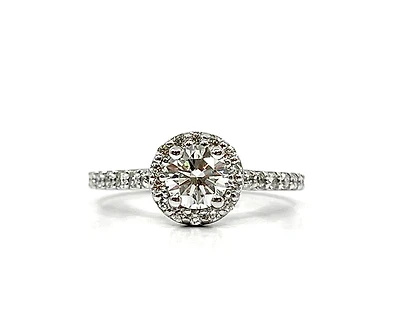 14K White Gold 1.16cttw Diamond Halo Engagement Ring - Natural Diamond / 4.5