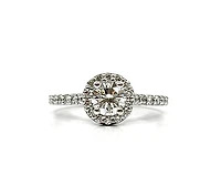 14K White Gold 1.16cttw Diamond Halo Engagement Ring - Natural Diamond / 4.5