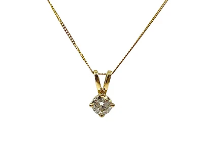 14K Yellow Gold 0.25cttw Diamond Solitaire Necklace - 18 Inches