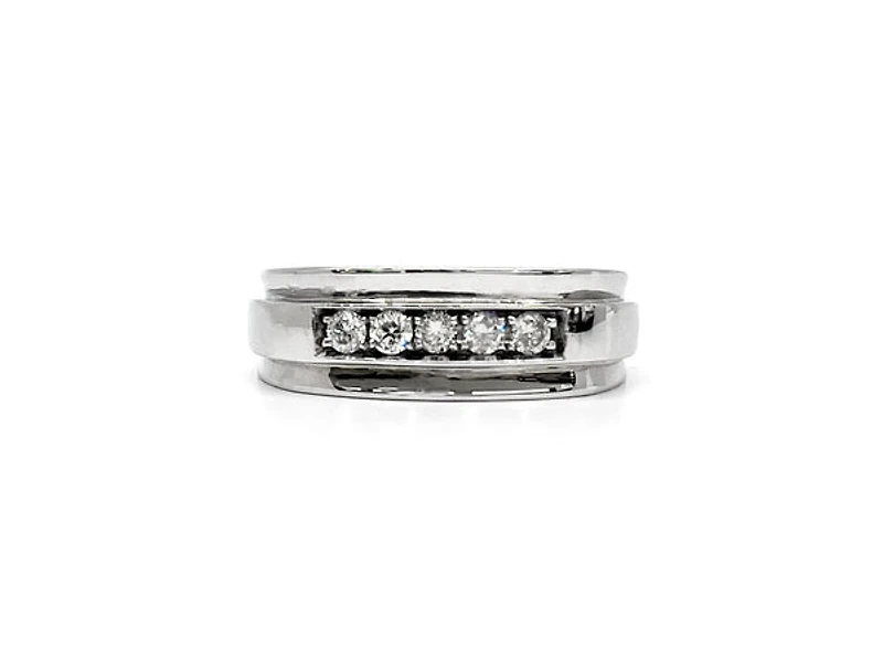 14K White Gold 0.30cttw Diamond Gents Ring, size 10