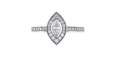 10K White Gold 0.18cttw Marquise Cut Diamond Halo Engagement Ring - / 4.5