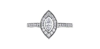 10K White Gold 0.18cttw Marquise Cut Diamond Halo Engagement Ring - / 4.5